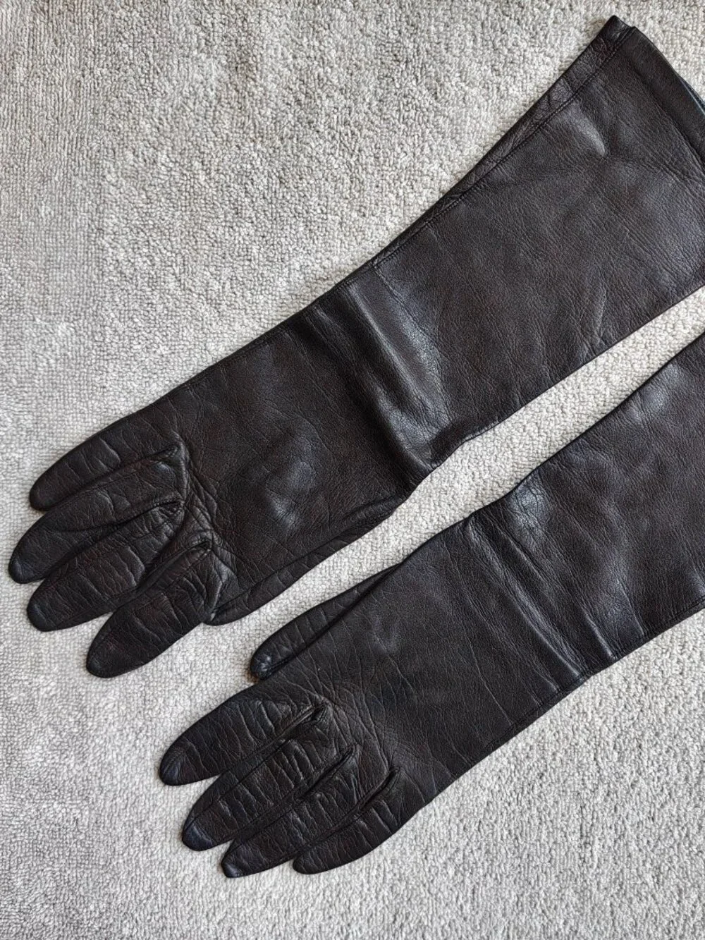 Vintage Grandoe Women Gloves Size 7 Leather Silk Brown Soft Elegant Formal Italy